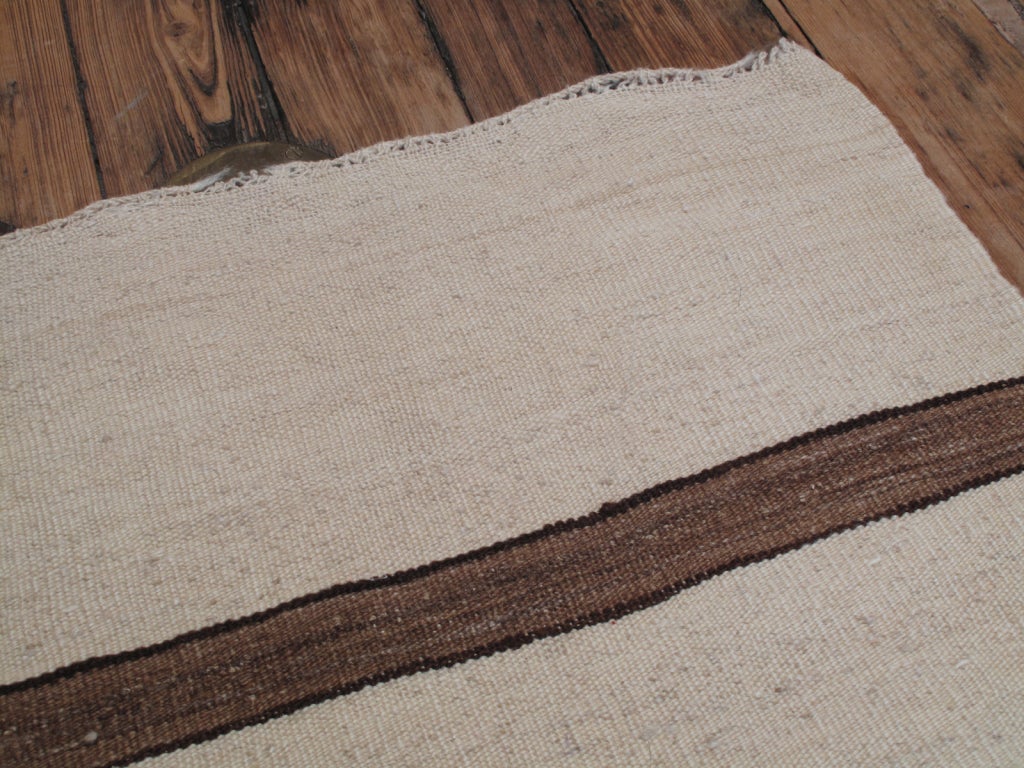 Mid-20th Century Banded Kilim Wide Runner Rug