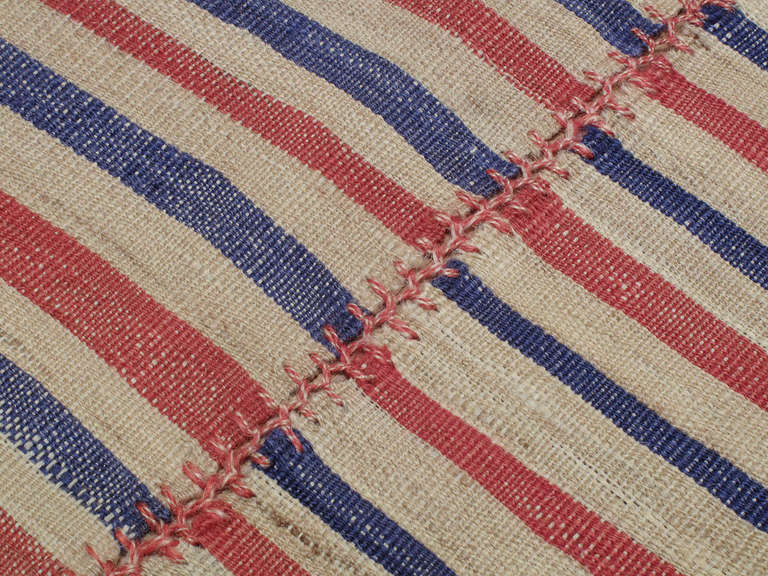 Blue and Red Striped Kilim In Good Condition In New York, NY