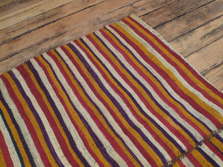 Hand-Woven Colorful Striped Kilim