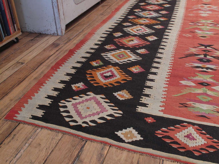 Large Balkan Kilim Rug In Good Condition In New York, NY