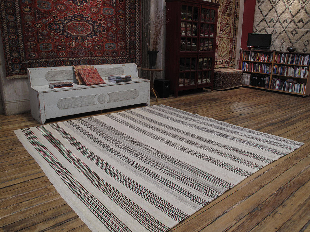 A large and sturdy tribal flat-weave from Southeastern Turkey, woven entirely with wool and goat hair in natural tones, originally used as a utilitarian floor cover in the weaver's household. The quality of the weave and the materials are amazing,