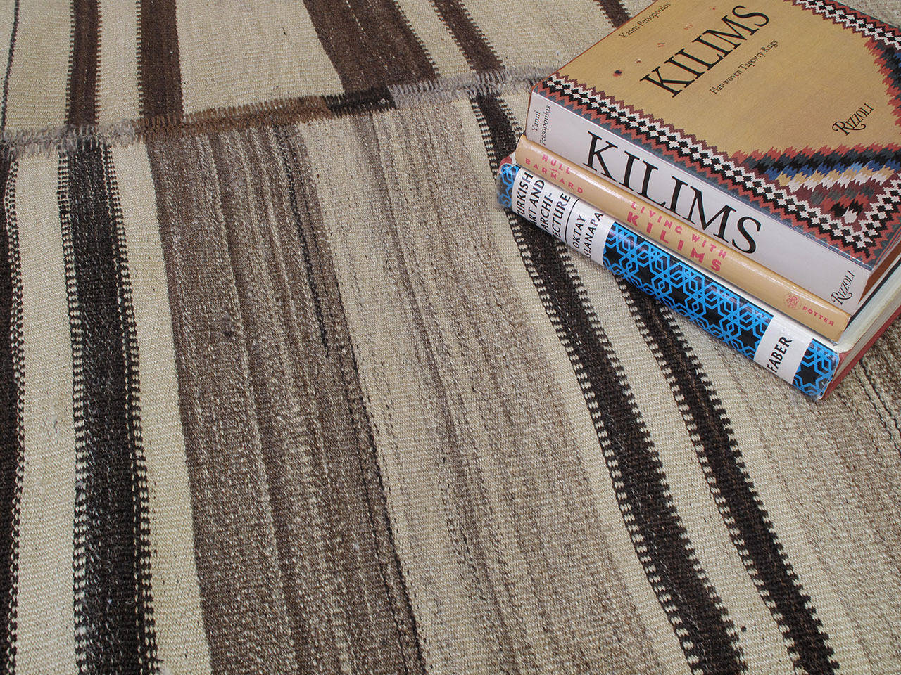 Wool Striped Kilim in Two Panels