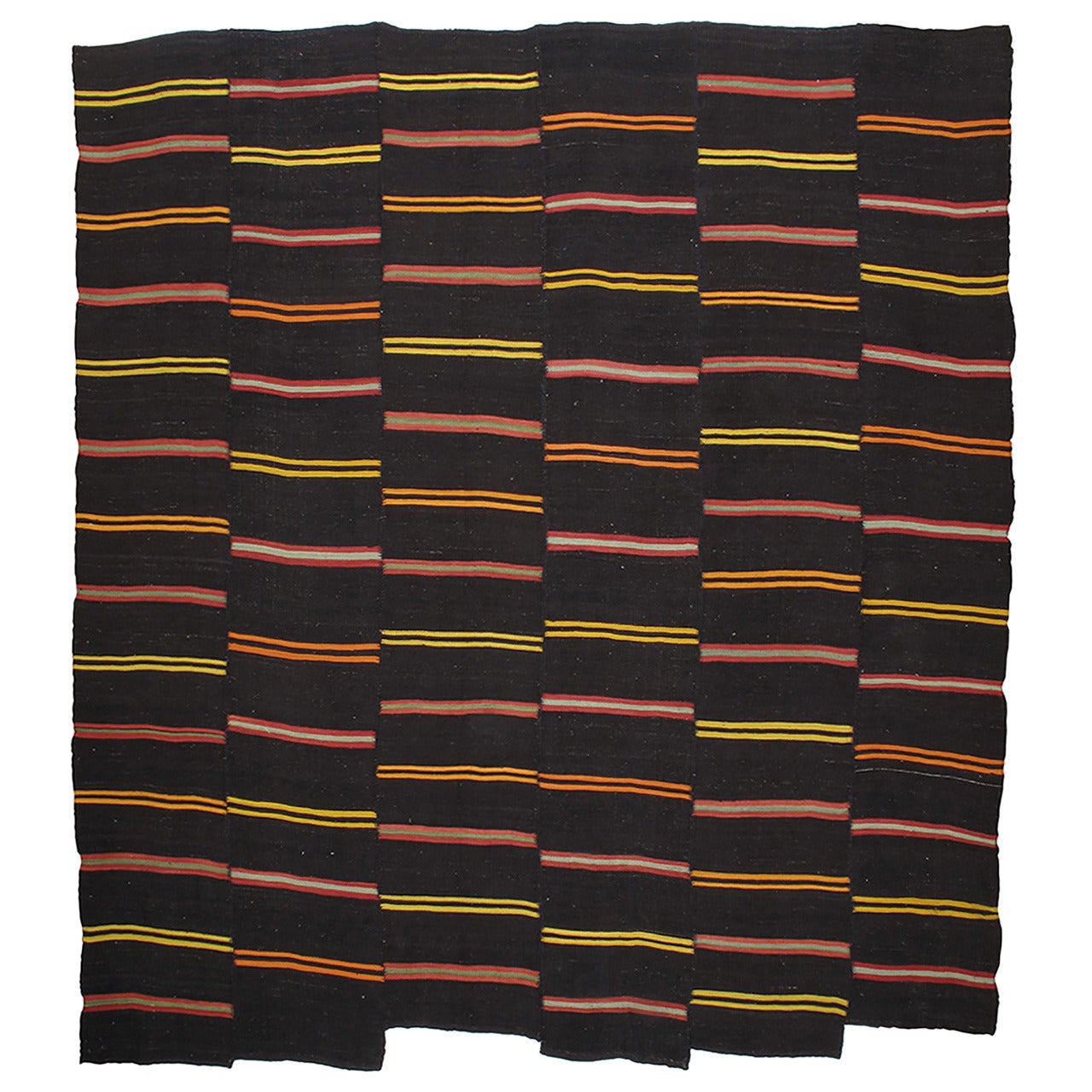 Large Kilim Rug with Bright Stripes