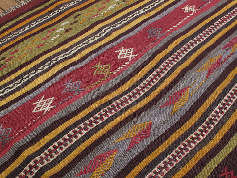 Fantastic Konya Banded Kilim In Good Condition In New York, NY