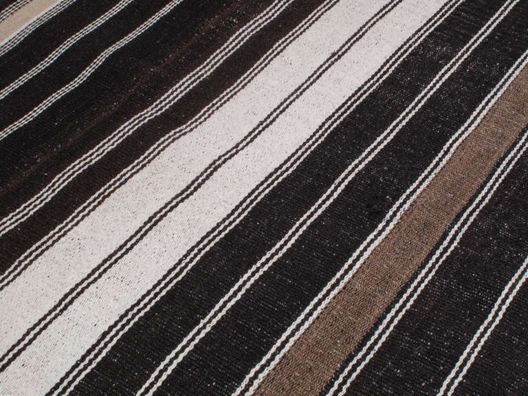 Mid-20th Century Large Kilim Rug with Vertical Bands