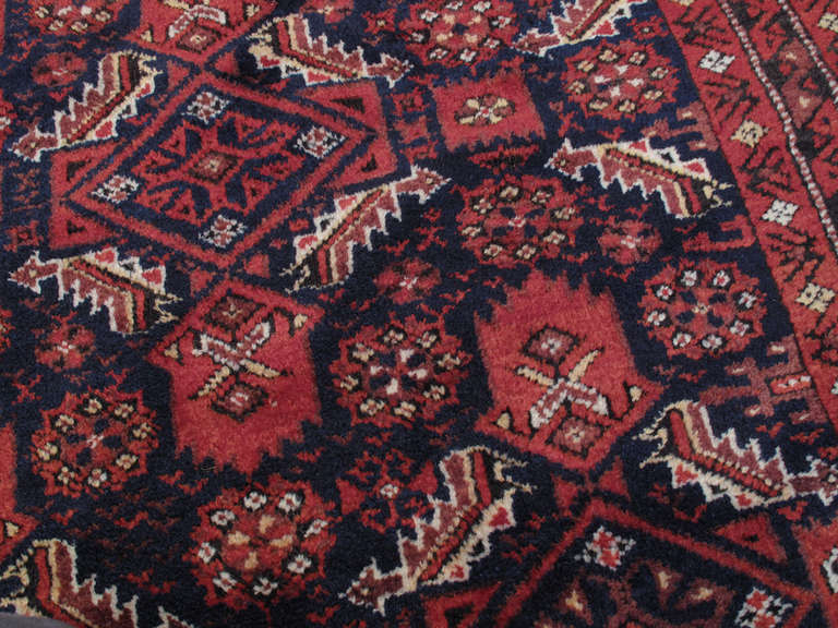 Hand-Knotted Antique Baluch Rug For Sale