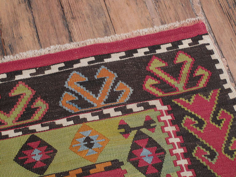 Wool Unusual Anatolian Kilim Rug For Sale