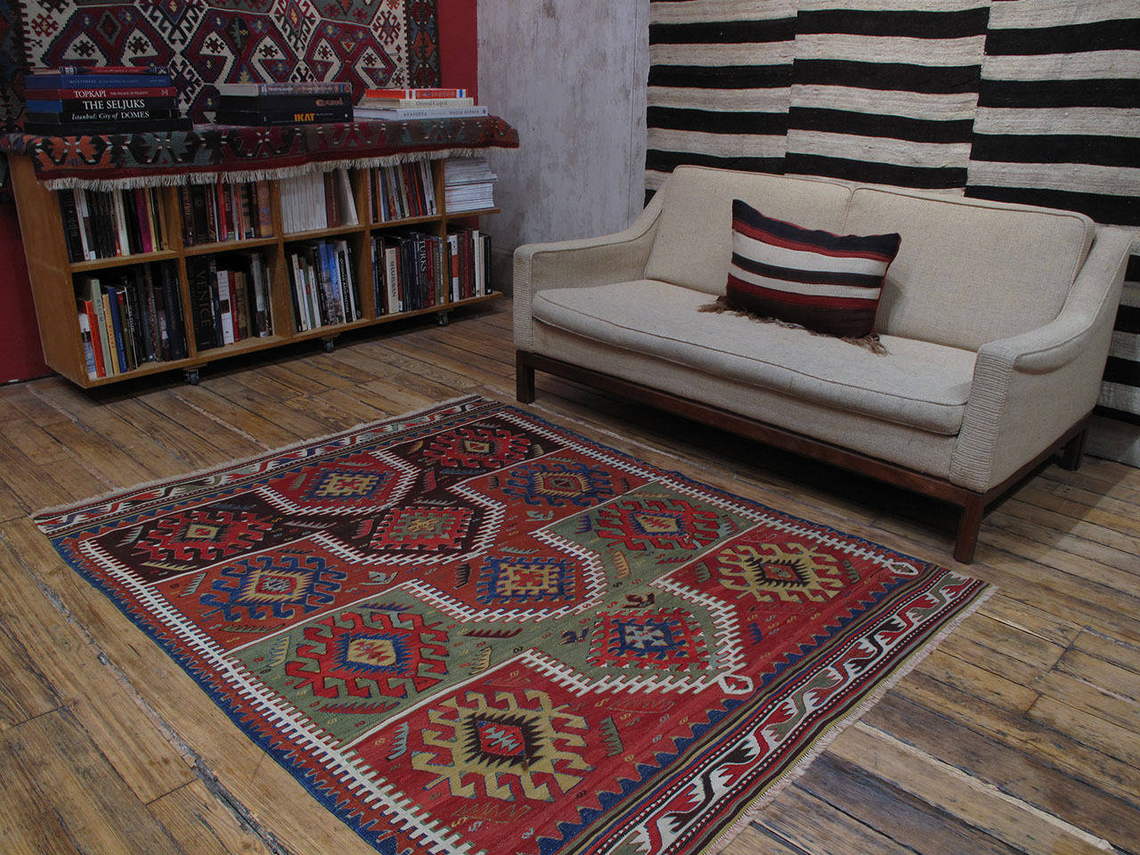 Turkish Kilim Rug with Ascending Arches