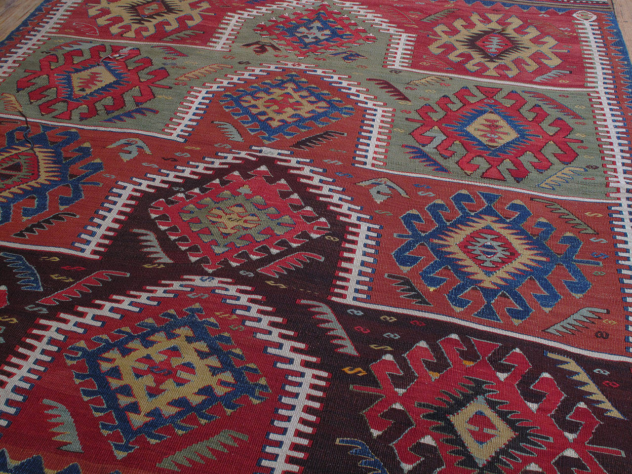 Hand-Woven Kilim Rug with Ascending Arches
