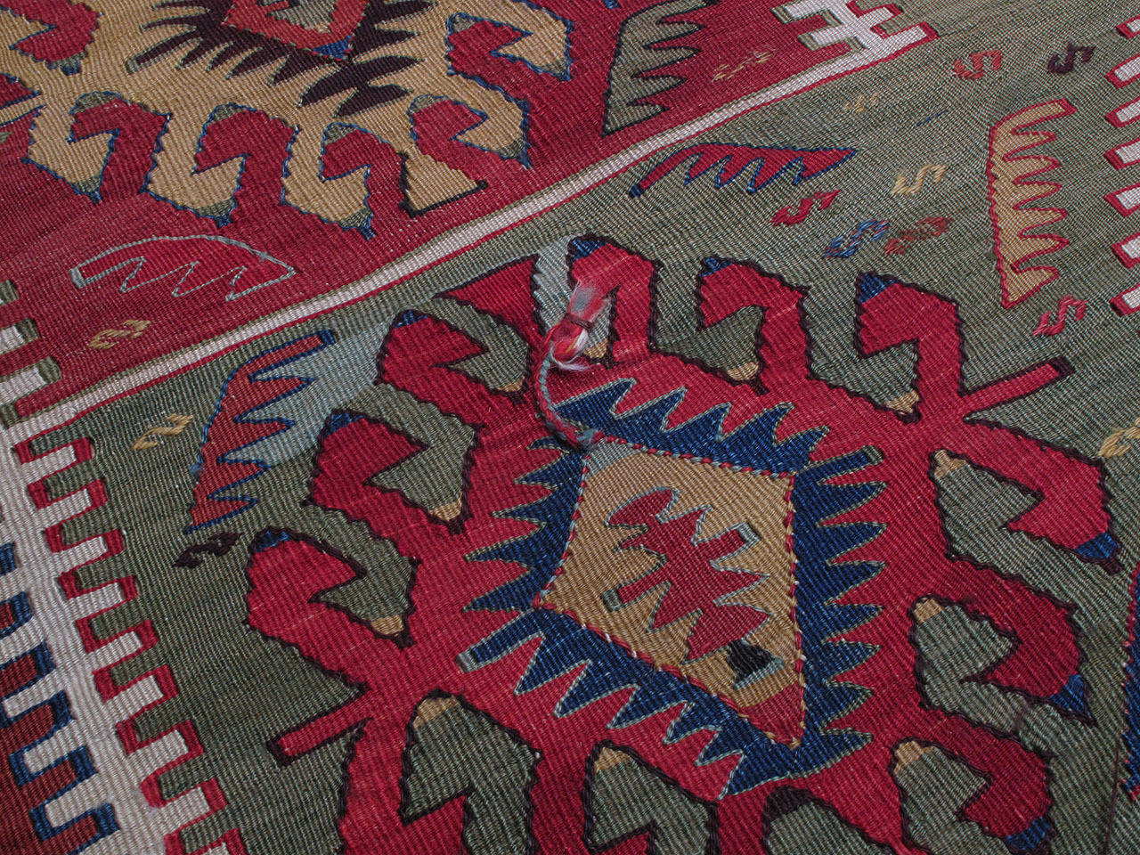 Wool Kilim Rug with Ascending Arches