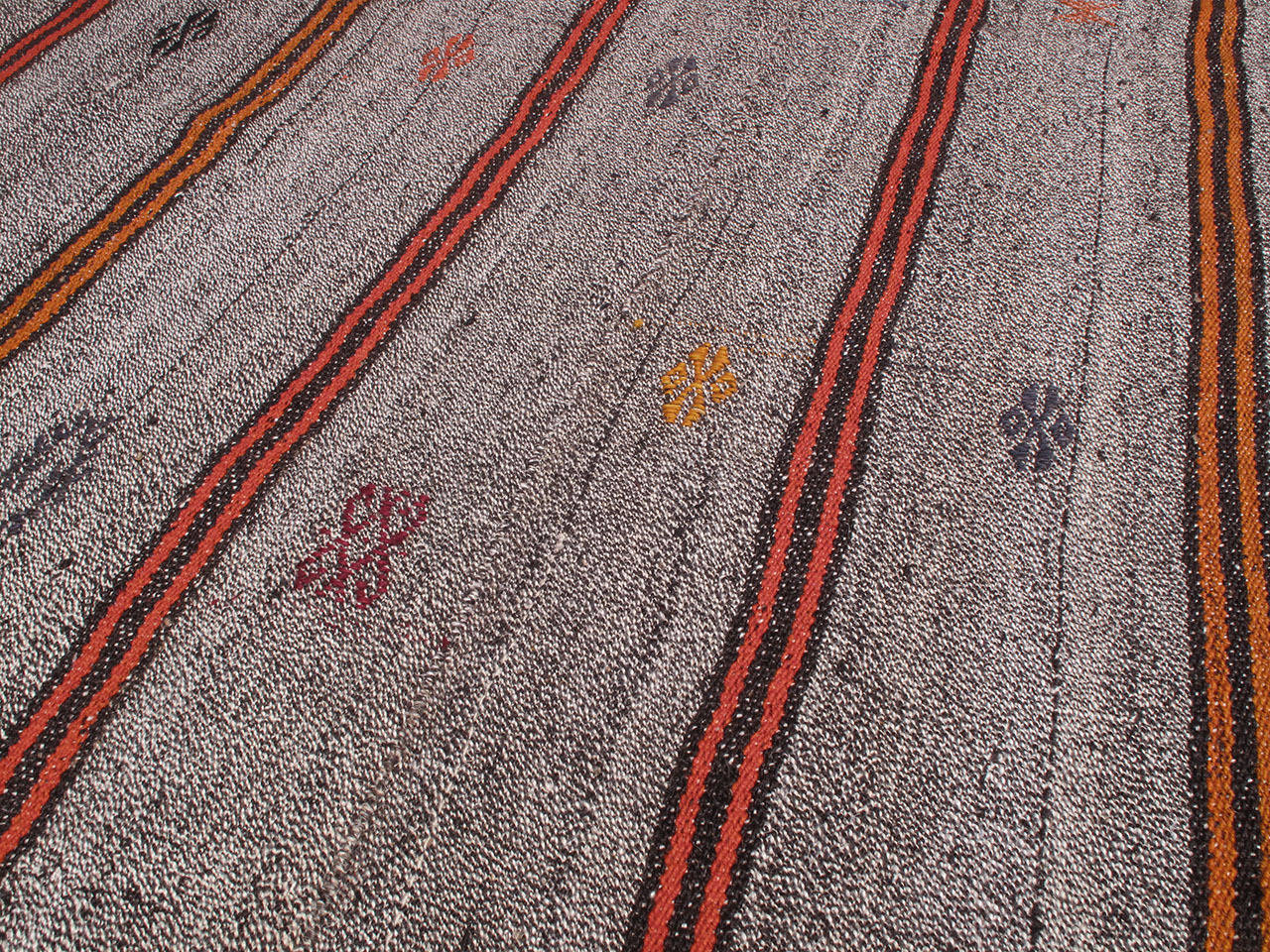 Hand-Woven Goat Hair and Cotton Kilim with Stripes