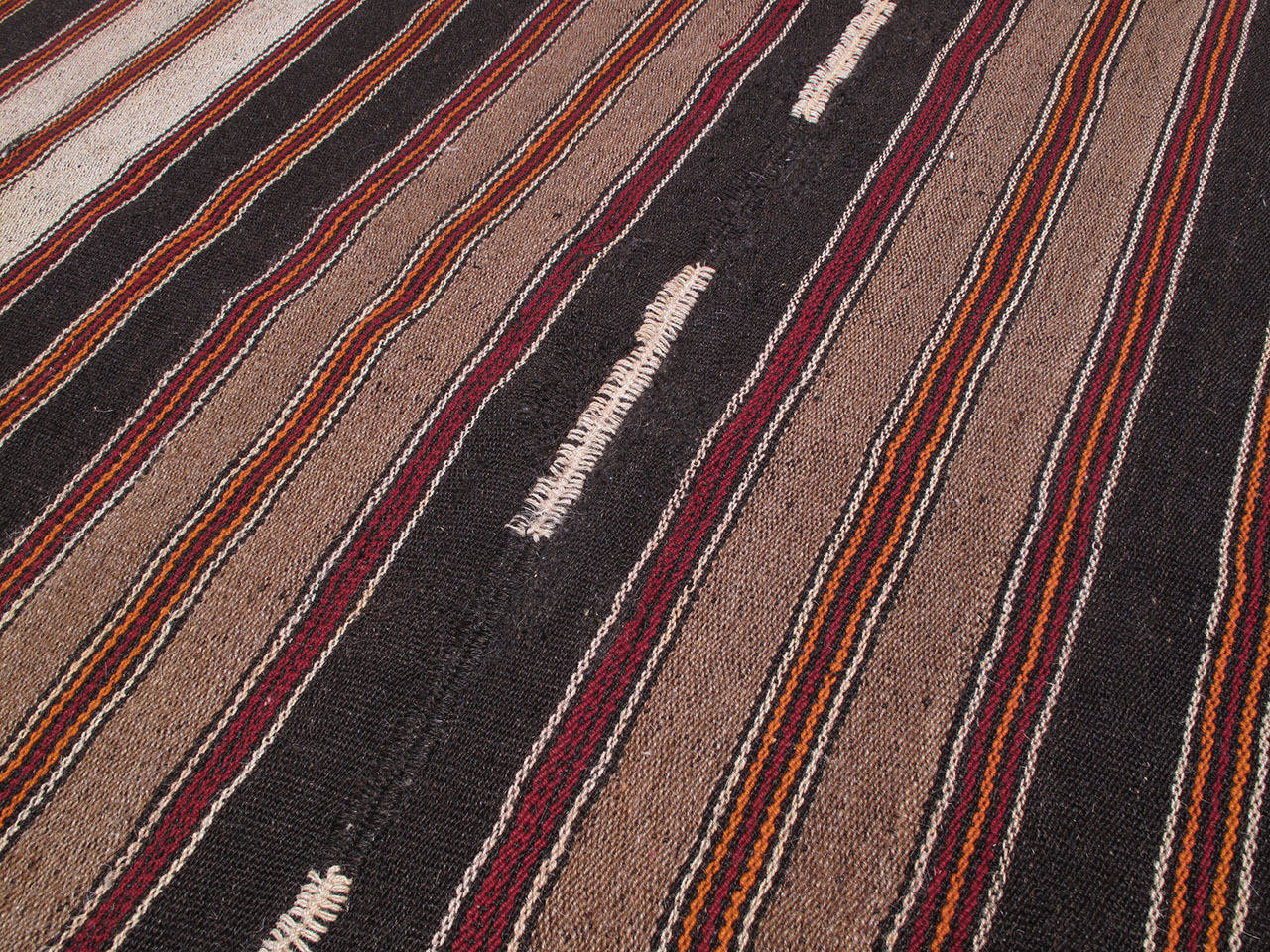 Hand-Woven Kilim Rug with Vertical Stripes 