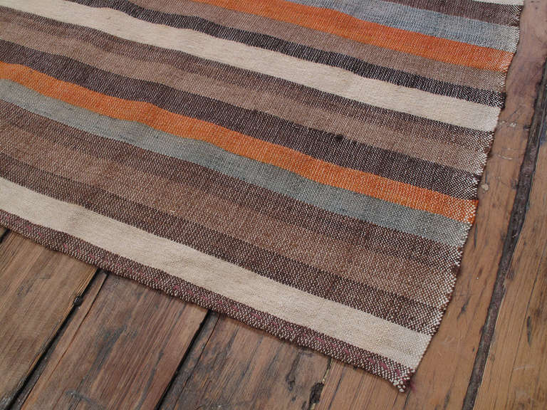 Hand-Woven Striped Cover Rug For Sale
