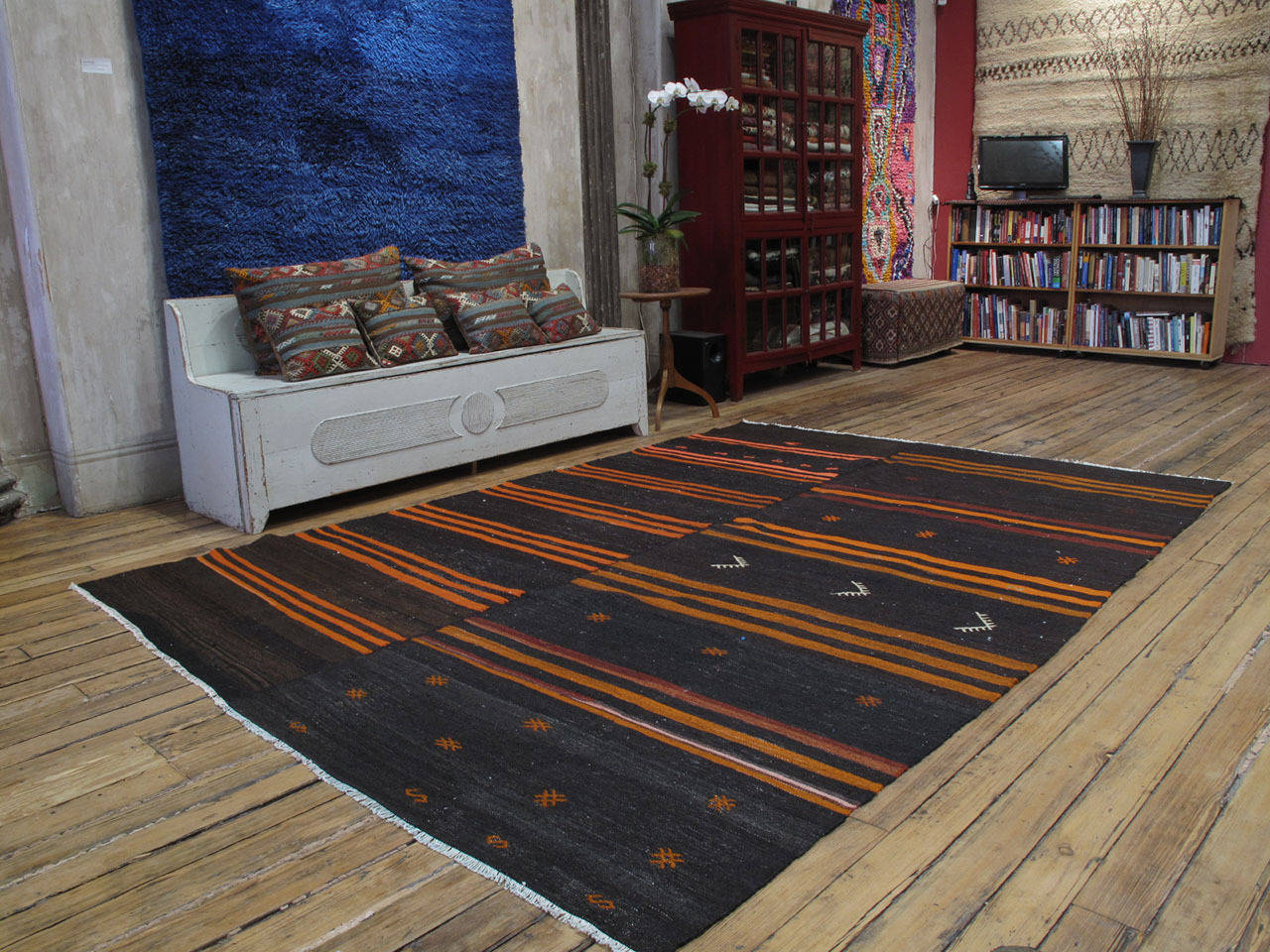 A rather Primitive tribal flat-weave from Southeastern Turkey, woven with goat hair, in two asymmetrical panels. Woven as a hard-wearing, everyday floor cover, it is quite appealing due to its authentic simplicity.