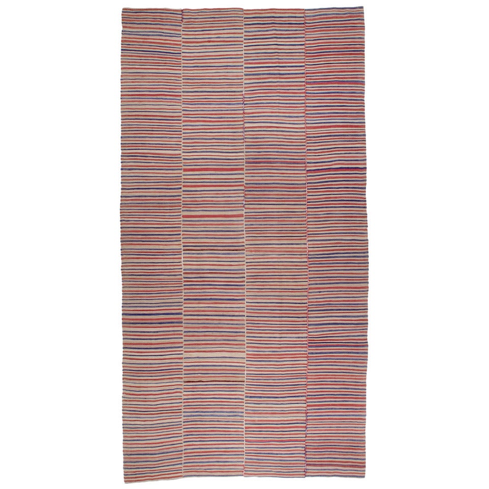 Blue and Red Striped Kilim