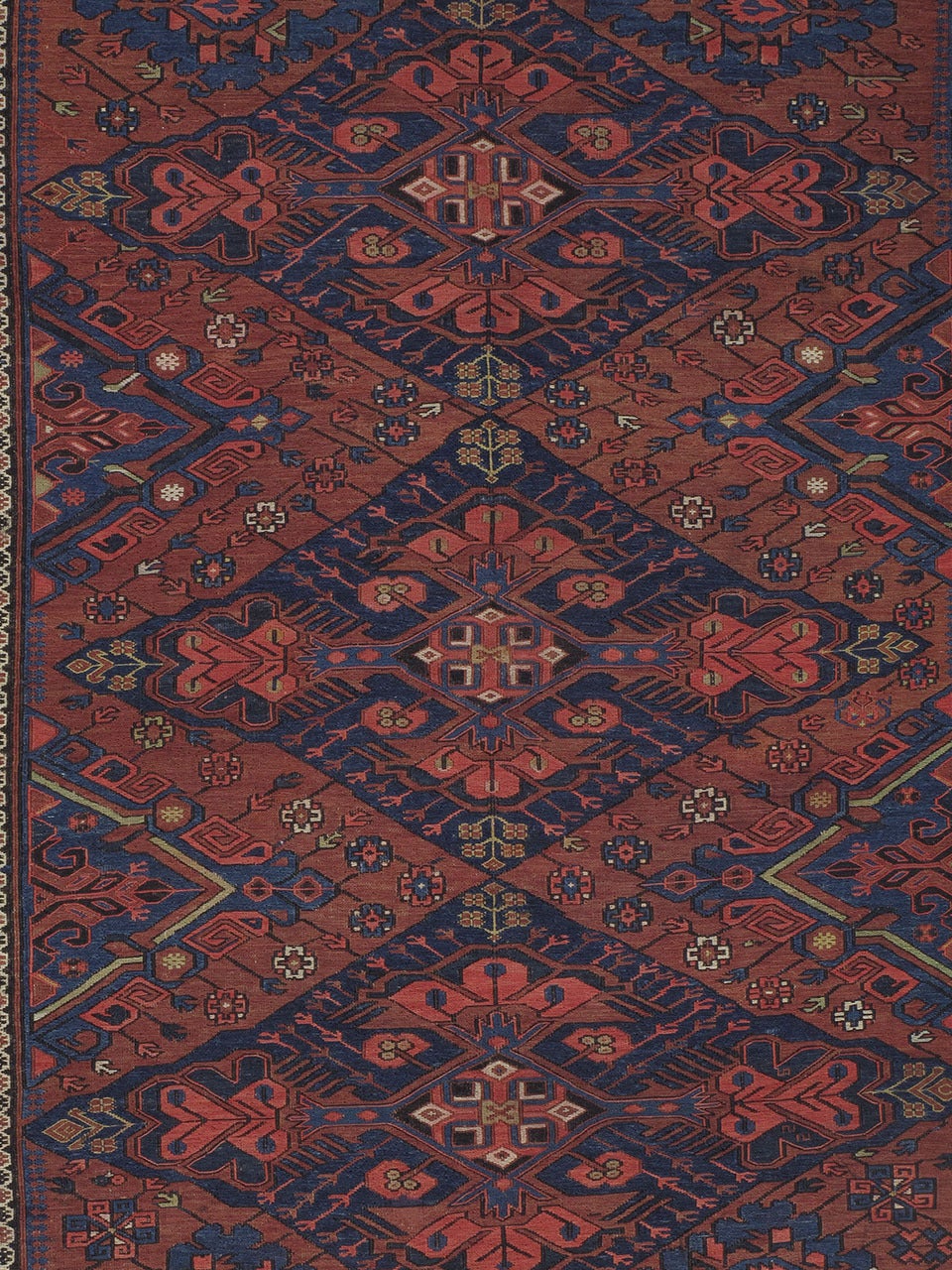 A very handsome antique tribal flat-weave from Northeastern Caucasus in Azerbaijan, woven in the intricate 