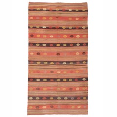Vintage Kilim Rug with Decorated Bands