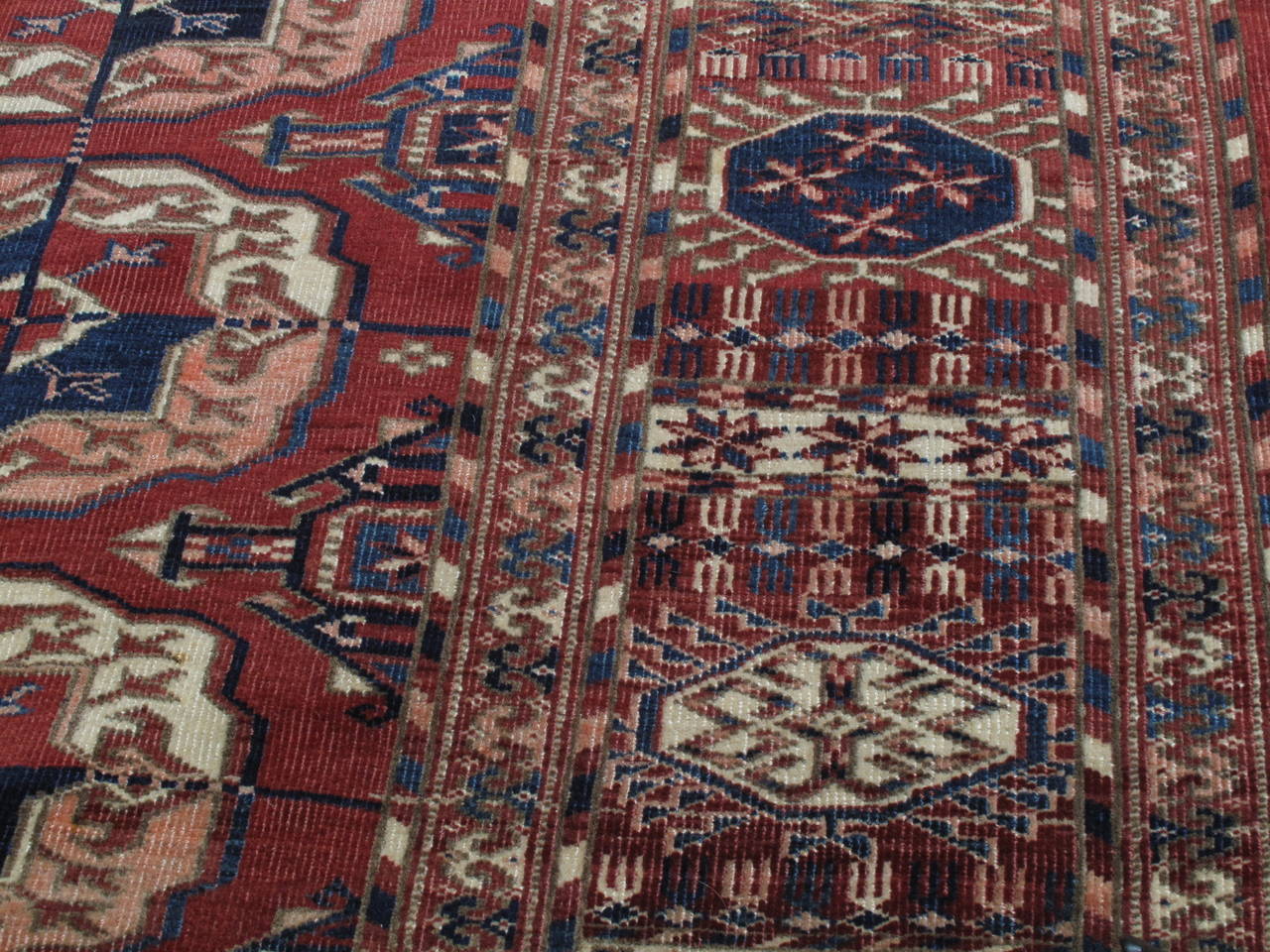 Hand-Knotted Antique Tekke Main Carpet For Sale