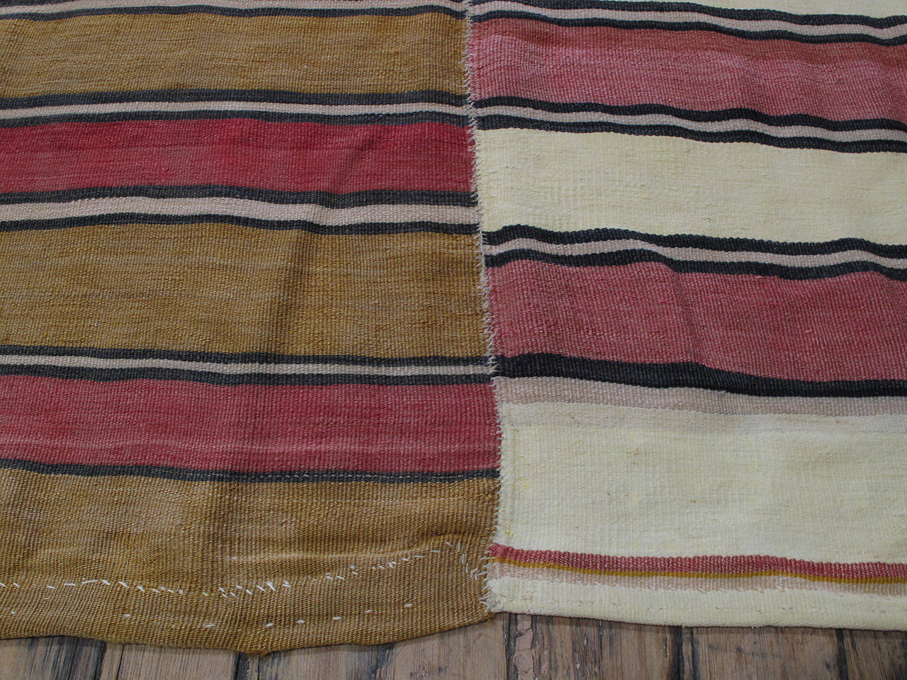 20th Century Banded Kilim Runner Rug in Two Panels