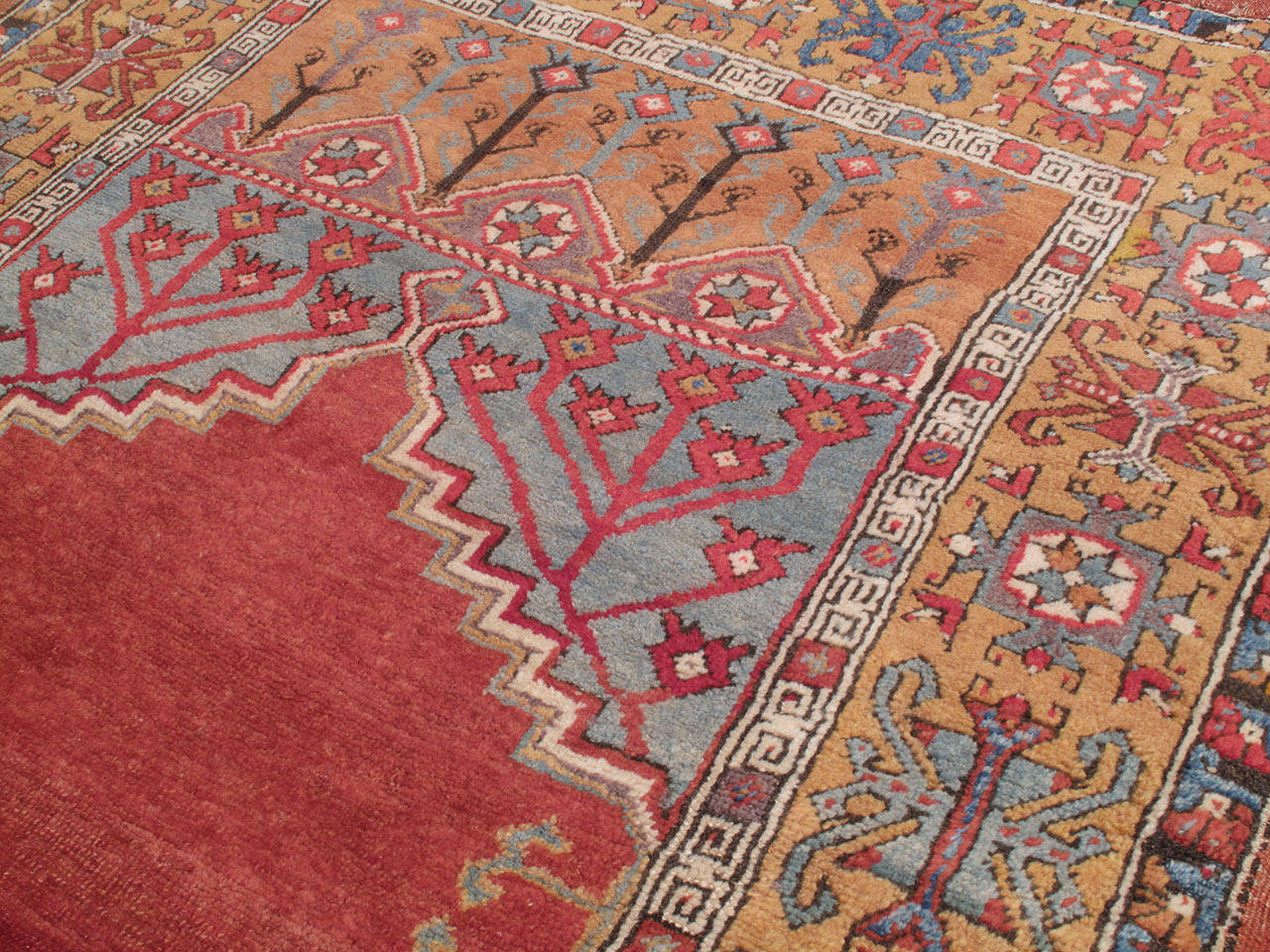 Hand-Knotted Antique Konya Prayer Rug For Sale