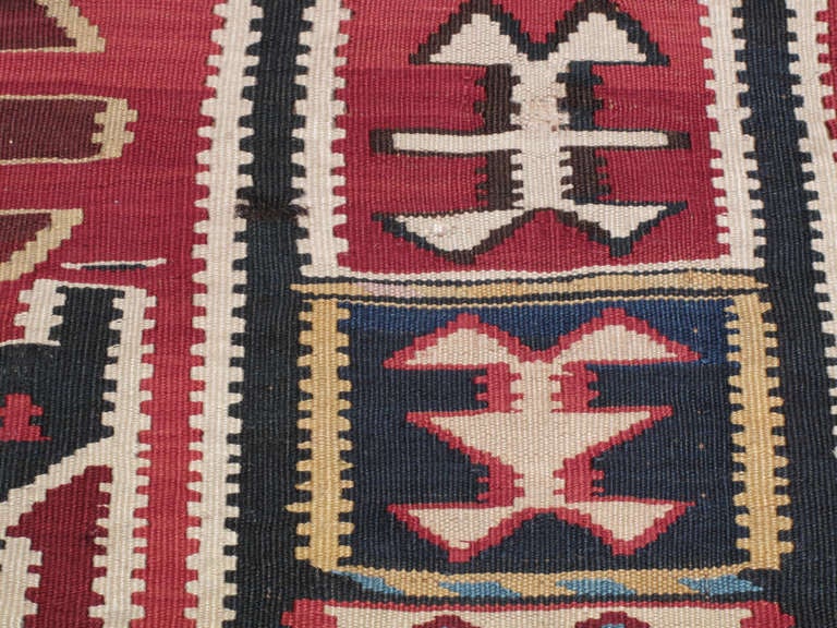 Wool Antique Kuba Kilim Rug