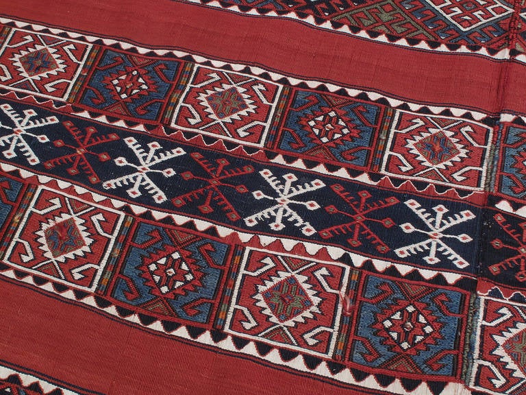 Hand-Woven Antique Sinanli Kilim Rug