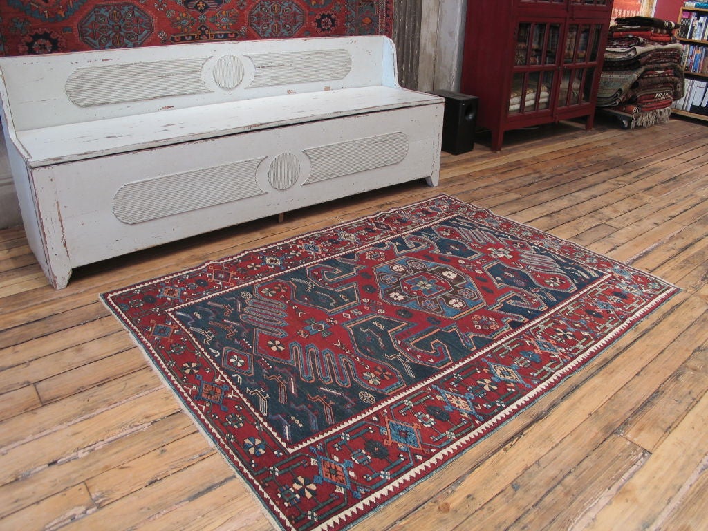 Antique Kuba rug. Rug is nicest example of a rare but well-known design from the Caucasus.