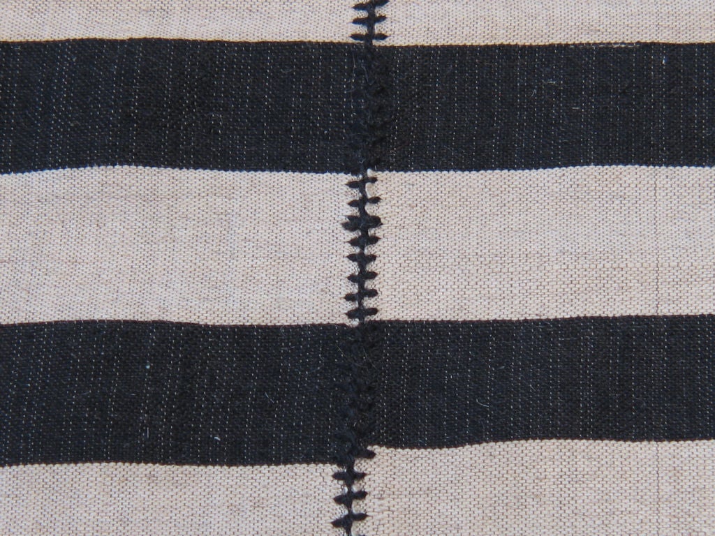 Woven B&W Striped Kilim