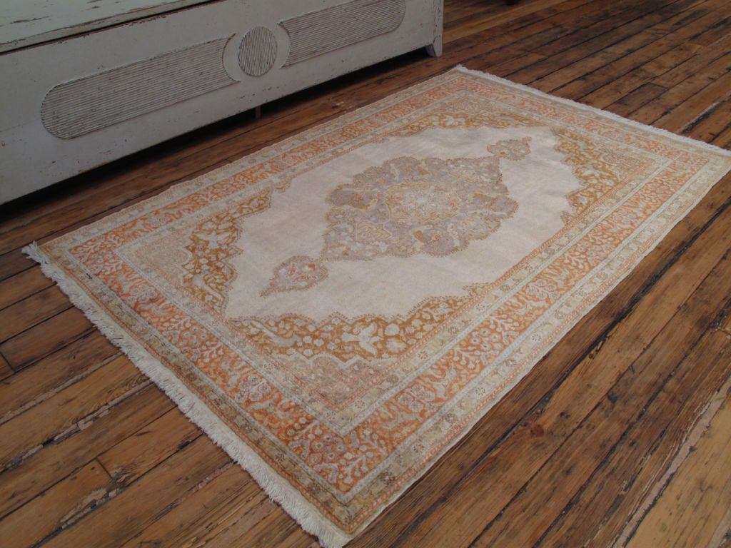 Cotton Kayseri rug. This rug is a classical beauty with soft color palette. The material of the rug is mercerized cotton which imitates the touch and sheen of silk.
