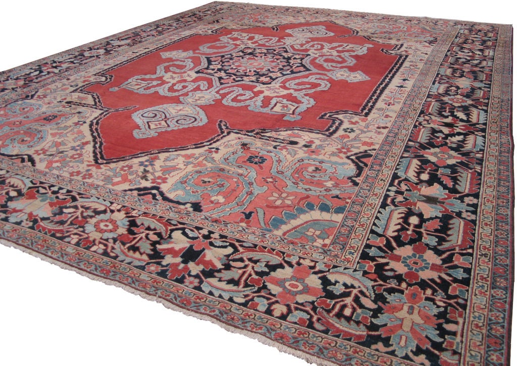 Antique Oversize Serapi Carpet