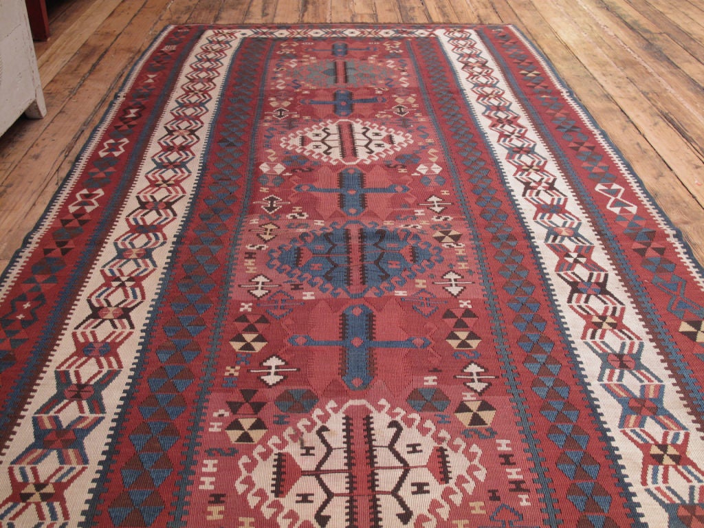 Woven Antique Kagizman Kilim Rug For Sale