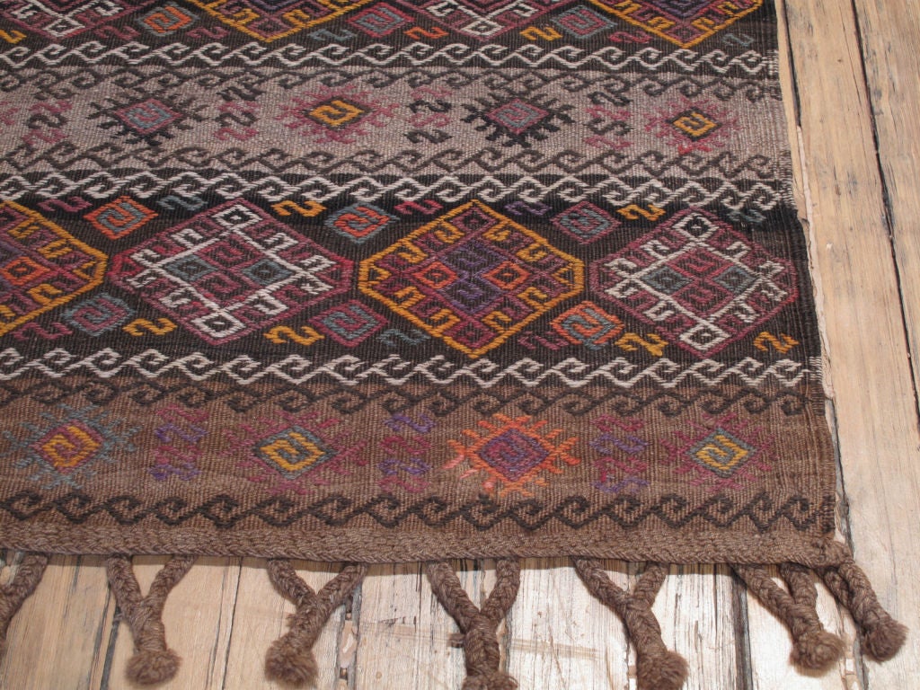 Hand-Woven Kars Kilim Runner Rug For Sale