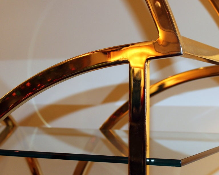 Vintage Mid Century Brass Chrome Glass Shelf Etagere Display Milo Baughman For Sale 2