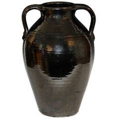 Vintage Old North Carolina Art Pottery Metallic Black Vase