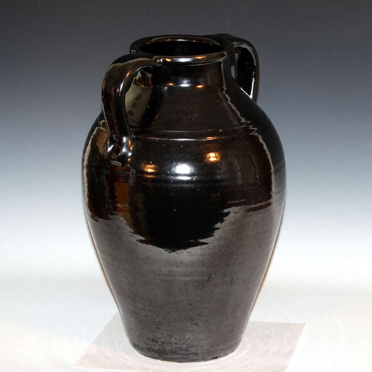 American Old North Carolina Art Pottery Metallic Black Vase