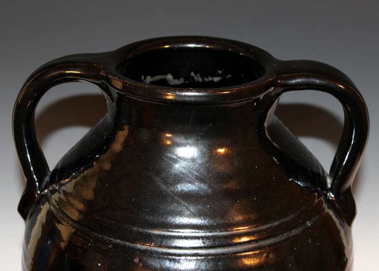 Old North Carolina Art Pottery Metallic Black Vase 3