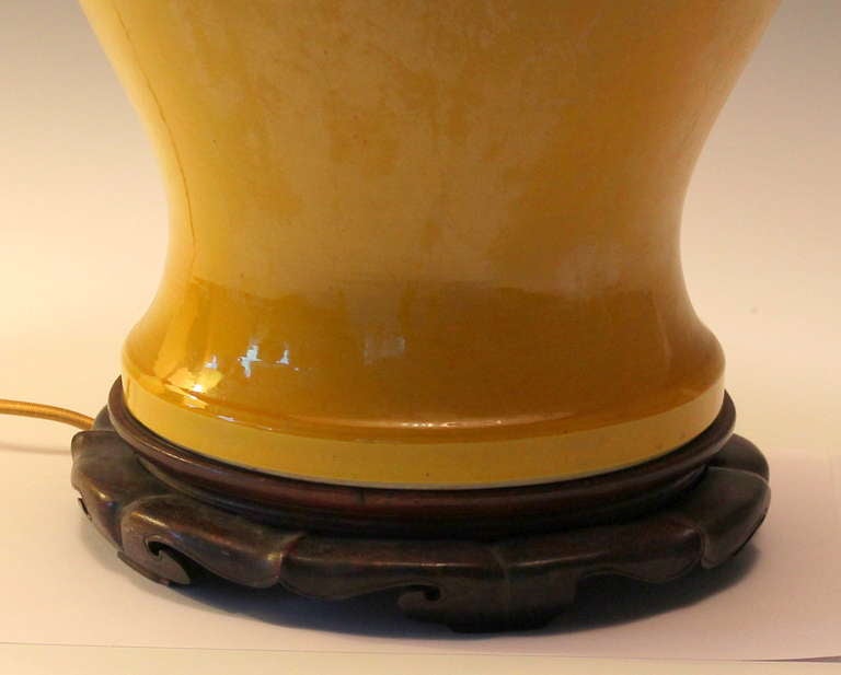 Large Vintage Atomic Yellow Japanese Studio Porcelain Lamp 1