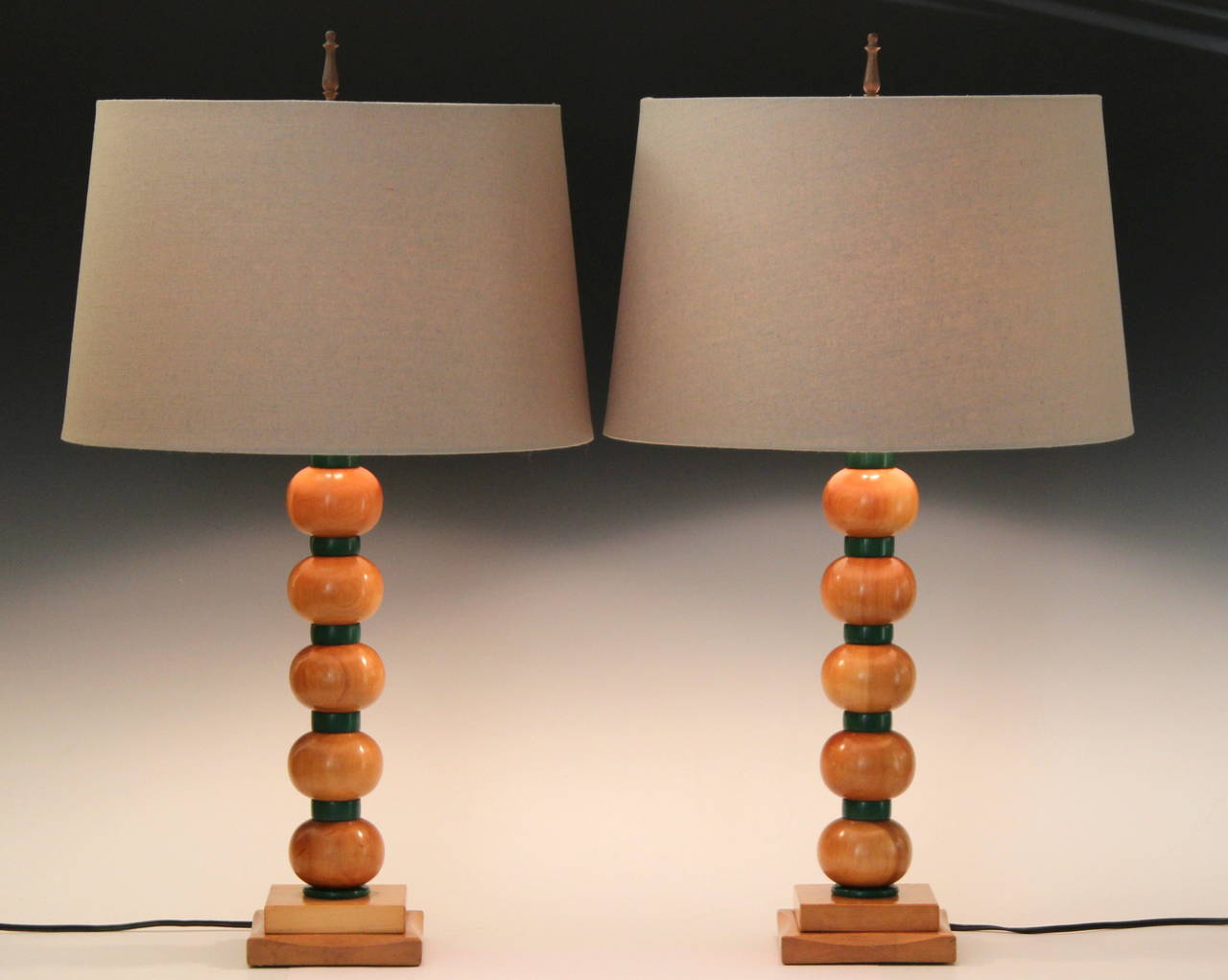 Pair of Vintage Art Deco Atomic Age 1940s Molecular Model Turned Orb Lamps