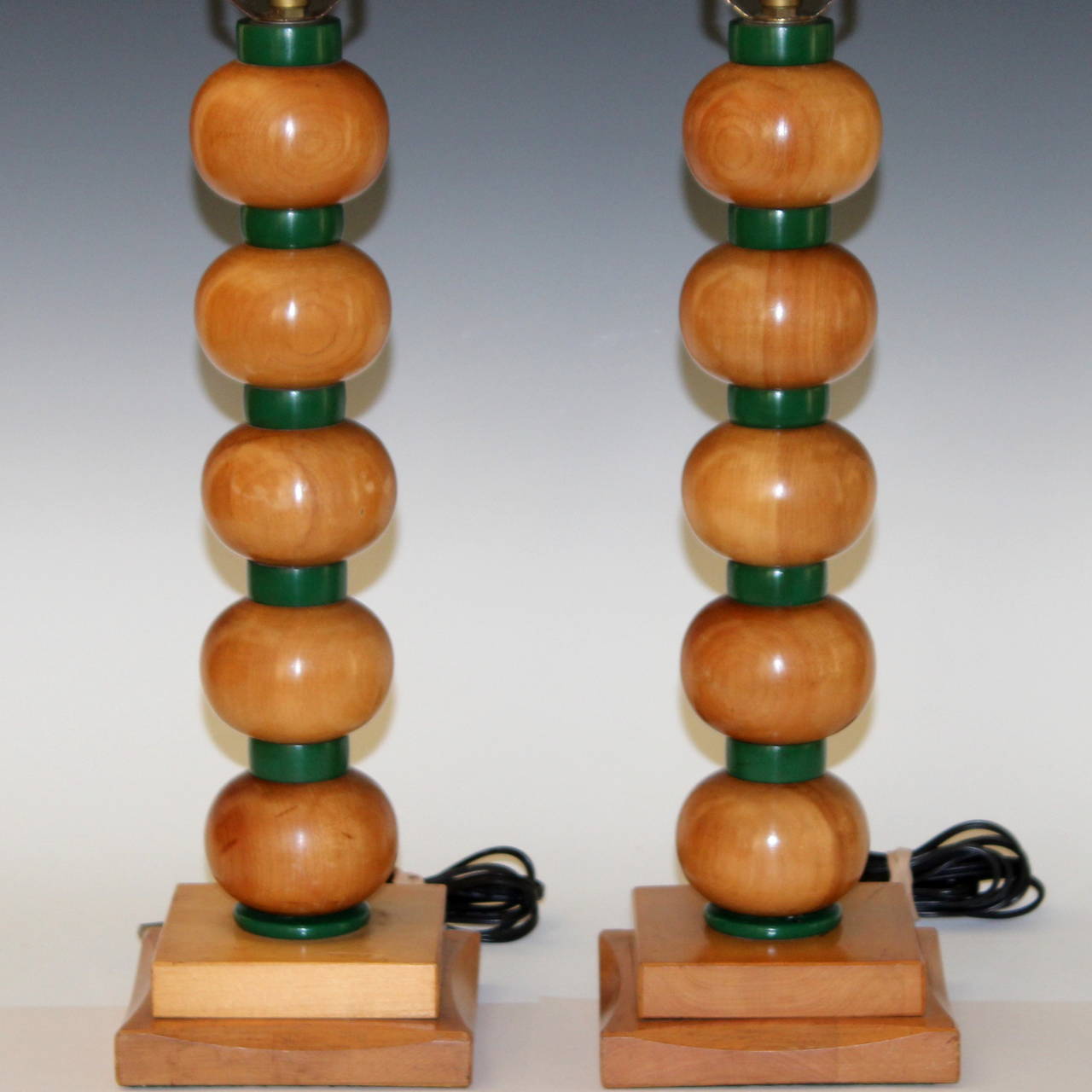 Modern Pair of Vintage Art Deco Atomic Age 1940s Molecular Model Turned Orb Lamps