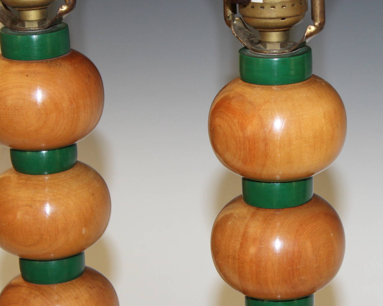 Pair of Vintage Art Deco Atomic Age 1940s Molecular Model Turned Orb Lamps 3