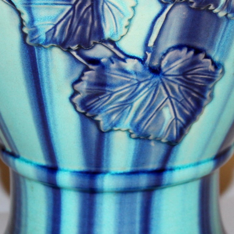 Antique Japanese Kyoto Pottery Turquoise Art Deco Vase 1
