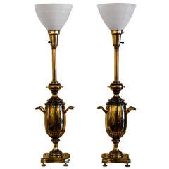 Pair Vintage Brass Stiffel Lamps
