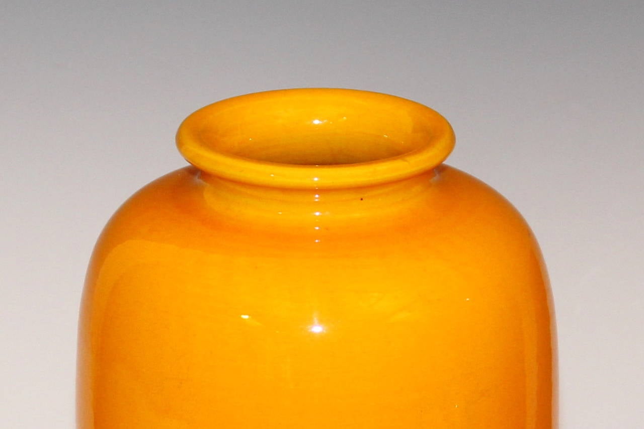 Vintage Awaji Pottery Vases in Translucent Golden Yellow Glaze In Excellent Condition In Wilton, CT