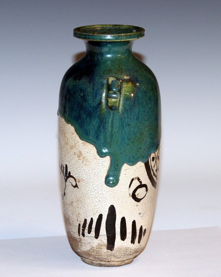 Japanese Antique Oribe Tea Ceremony Vase