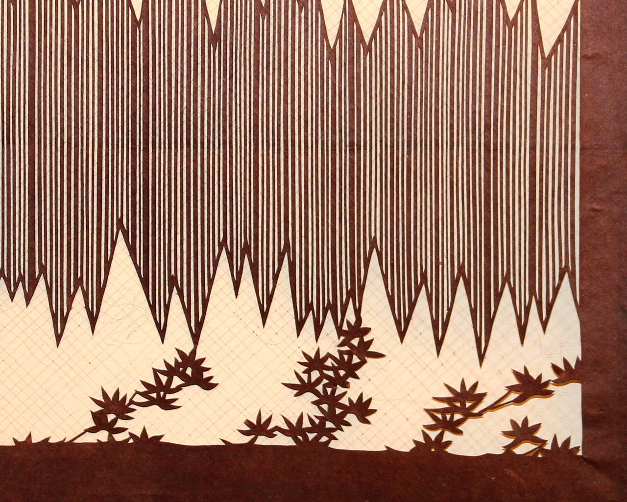 Edo Antique Japanese Kimono Fabric Stencil Wood Block Print Katagami