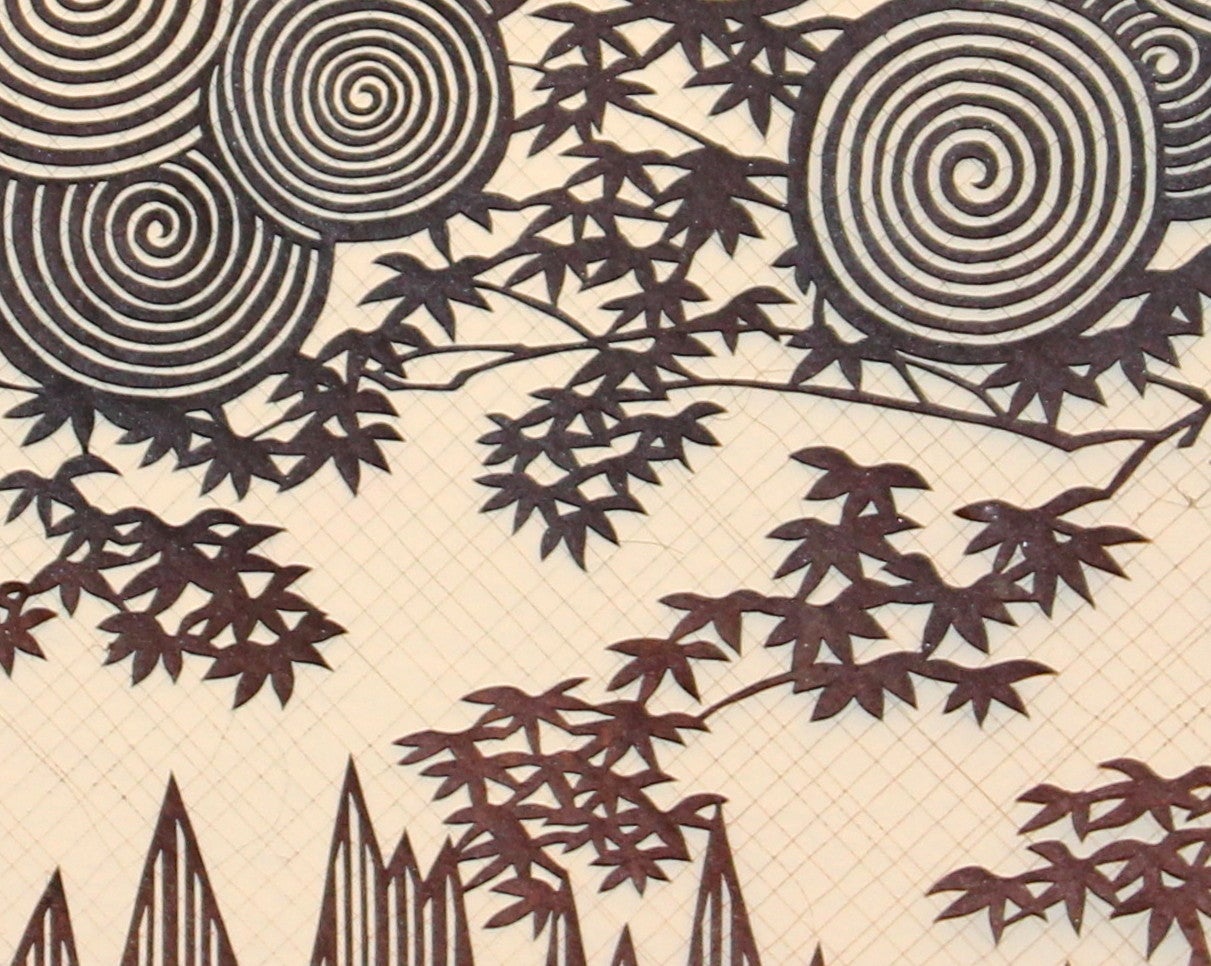 19th Century Antique Japanese Kimono Fabric Stencil Wood Block Print Katagami