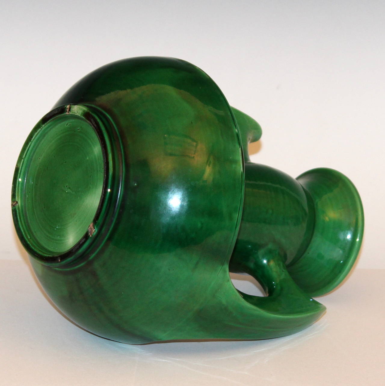 Turned Awaji Pottery Art Deco Wing Handle Vase For Sale