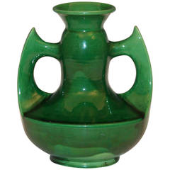 Awaji Pottery Art Deco Wing Handle Vase