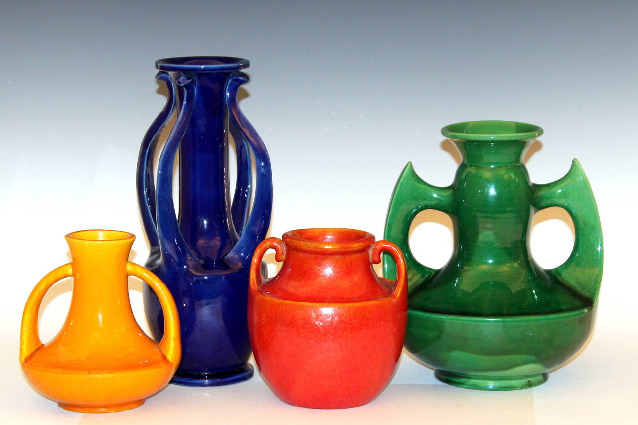 Awaji Pottery Art Deco Vase in Crystalline Chrome Red Glaze 2