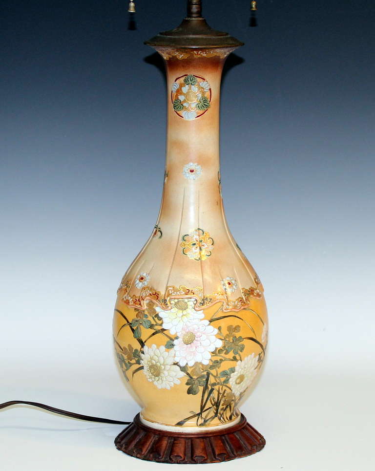 Art Nouveau Antique Kyoto Satsuma Kinkozan Lamp For Sale